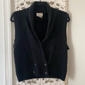 Forindi VTG Silk Angora Rabbit Wool Blend Sweater Vest Academia Preppy 90s Sz L